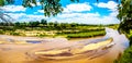 The almost dry Sabie River at the end of the dry season at Skukuza Rest Camp in Kruger National Park Royalty Free Stock Photo