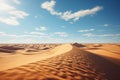 Dry Sahara, yellow sand, blue sky, sun over African adventure