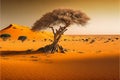 Dry sahel zone desert landscape, ai generated illustration