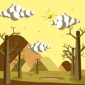 Dry season landscape vector illustration, design for theme nature Royalty Free Stock Photo