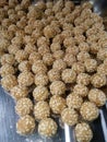 Dry sesame dumplings. Indonesian called Keciput. It& x27;s savory, sweet and crunchy