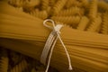 Dry spaghetti cuisine on wooden background ingredient, uncooked