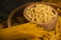 Dry spaghetti cuisine gourme bunch delicious collection t on wooden background nutrition uncooked