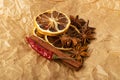 Dry Spices for Mulled Wine with Dehydrated Sliced Citrus