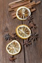 Dry spices on a rural table