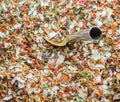 Dry spices and silver shovel Royalty Free Stock Photo
