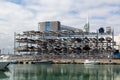 A dry stack for boat storage at the dock side in old Portsmouth