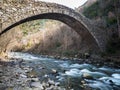Dry stone medieval bridge in Andorra.