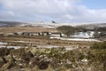 Dry stone wall and Dartmoor landscape England UK