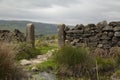 Dry Stone Wall and Gate Posts Royalty Free Stock Photo