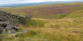 Dry stone wall and moorland.