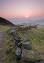 Dry stone wall in yorkshire landscape Royalty Free Stock Photo