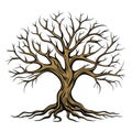 Dry time warped tree in minimalist decorative art style