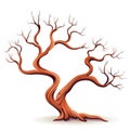 Dry time warped tree in minimalist decorative art style