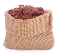Dry tobacco leaves in sack Royalty Free Stock Photo