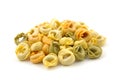 Dry tortellini tricolore Royalty Free Stock Photo
