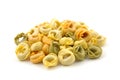 Dry tortellini tricolore Royalty Free Stock Photo