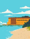 Dry Tortugas National Park with Fort Jefferson West of Key West in the Gulf of Mexico Florida USA WPA Poster Art