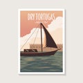 Dry Tortugas National Park poster illustration, Sea sailing board poster