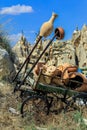 Dry Tree with the Authentic Clay pots near the town GÃÂ¶reme in Cappadocia Royalty Free Stock Photo