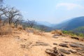 Dry tree and hay on the mountain or cliff have sand and rock with blue sky at Op Luang National Park, Hot, Chiang Mai, Thailand Royalty Free Stock Photo