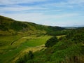 Trees  moutain   blue sky green hill scotland walklands Royalty Free Stock Photo