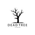 Dry Tree Logo, Dead Tree Plant Design Vector Silhouette Illustration Template