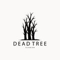 Dry Tree Logo, Dead Tree Plant Design Vector Silhouette Illustration Template