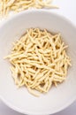 Dry uncooked trofie italian pasta