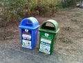 Dry Waste & Wet Waste Dustbin in a park in India.