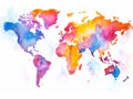 Dry watercolor world map artistic design