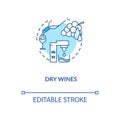 Dry wines concept icon. Winetasting, winemaking idea thin line illustration. Alcohol drink with no residual sugar