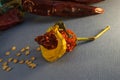 Dry Yellow and Red Hot Peppers with Seed