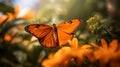 Julia butterfly flies among the flowers