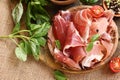 drycured meat ham, Parma prosciutto Royalty Free Stock Photo