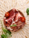 drycured meat ham, Parma prosciutto Royalty Free Stock Photo