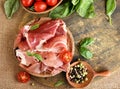 drycured meat ham, Parma prosciutto Royalty Free Stock Photo