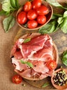 drycured meat ham, Parma prosciutto Royalty Free Stock Photo