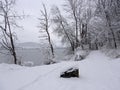 Dryden Lake Park Schug Hiking Trail snow covered in wintertime