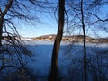 Dryden Lake at winter sunset in the Fingerlakes