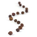 Dryed Black Pepper on white background.