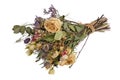 A dryed dead bouquet of roses as a gift for a woman on her sixtieth anniversary isolated