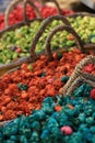 Dryed flowers in baskets,pot pourri various colors Royalty Free Stock Photo
