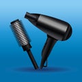 dryer and brush hairdressing tools equipment icons