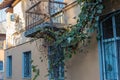 Drying clothes on the balcony of the old building Royalty Free Stock Photo