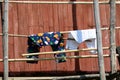 Drying clothes at house on Inlay lake in Shan, Myanmar Royalty Free Stock Photo