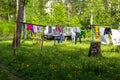 Drying clothes outdoors in the fresh air Royalty Free Stock Photo