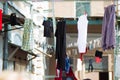 Drying clothes on the street in the old town. Royalty Free Stock Photo