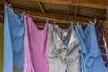 Drying clothes on a string