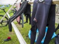 Drying frame for wetsuits with bicycle